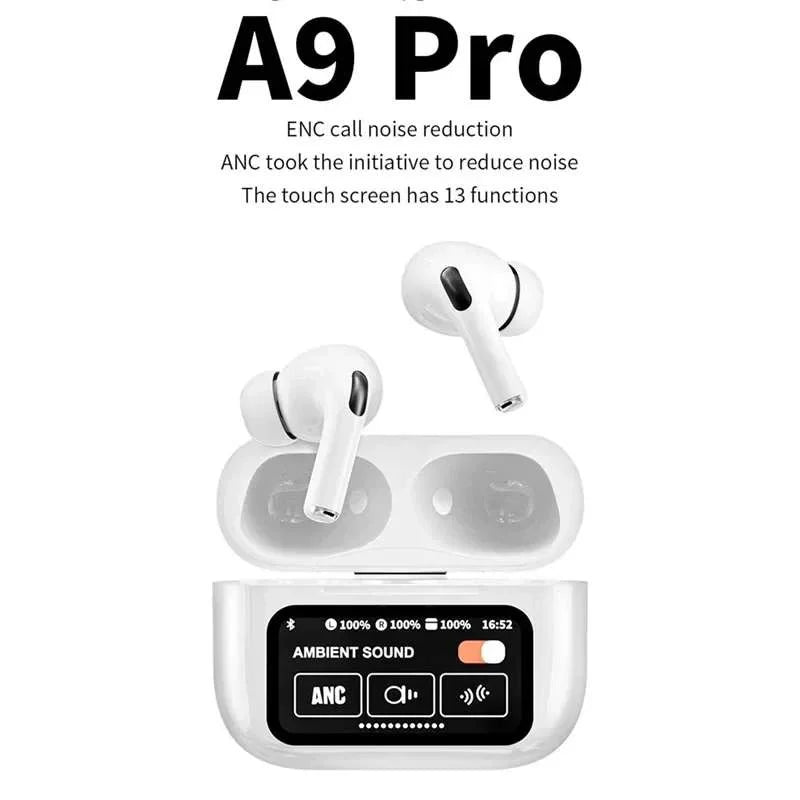 Smart Touchscreen Bluetooth Earbuds with LCD Display 360° Surround Sound 11mm Driver Noise Optimization Premium Audio Quality