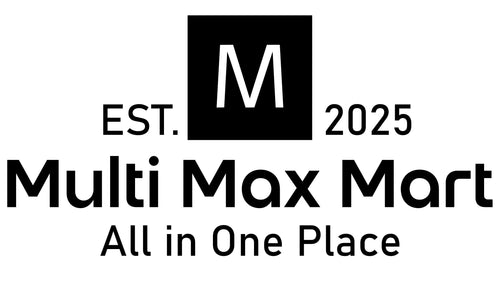Logo of Multi Max Mart with text 'EST. 2025 All in One Place' on a white background
